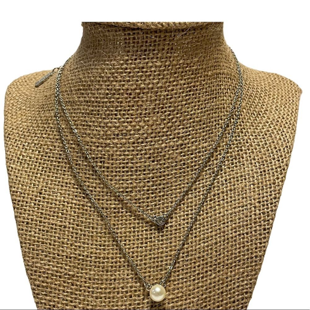 baublebar 2 strand faux pearl rhinestone necklace